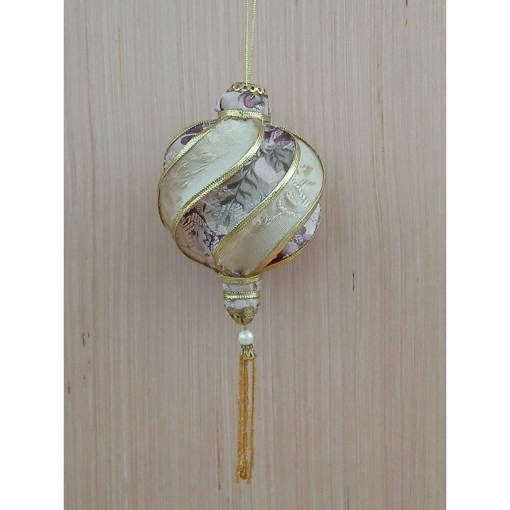 Fabric Tassel Beaded Christmas Ornament Farmhouse French Country Tree Decoration
